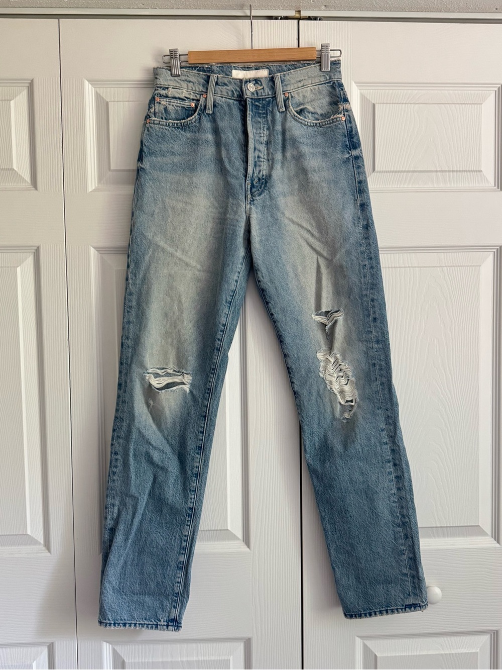 MOTHER Light Blue Distressed Boyfriend Jeans